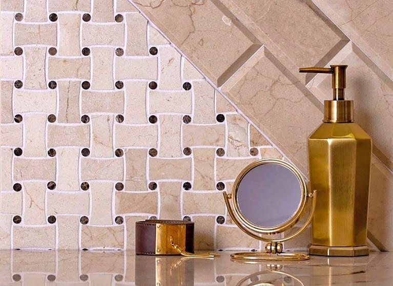 Crema Marfil Curved Basket Weave Marble Mosaic Tile | Tile Club