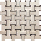 Warm Beige Marble Basket Weave Tile