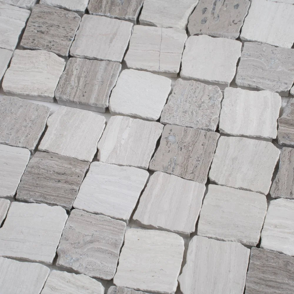 Plaza Wooden Beige Marble Mosaic Tile | Tile Club