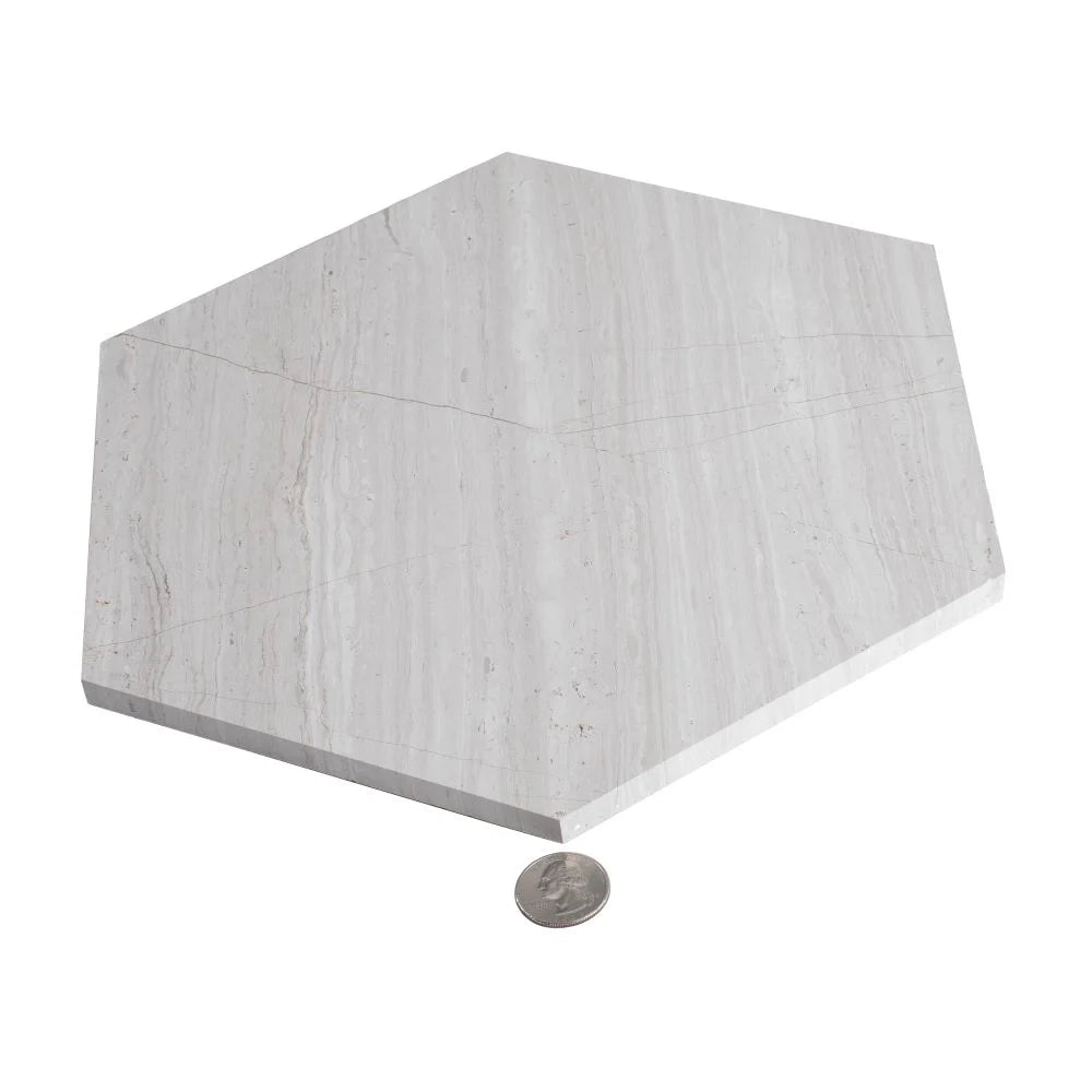 10 Inch Hexagon Wooden Beige Marble Mosaic Tile | Tile Club