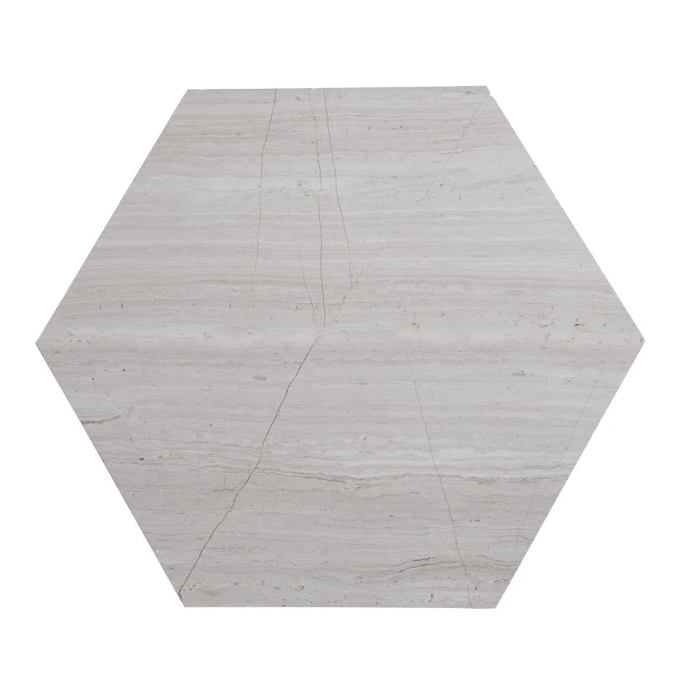 10 Inch Hexagon Wooden Beige Marble Mosaic Tile | Tile Club
