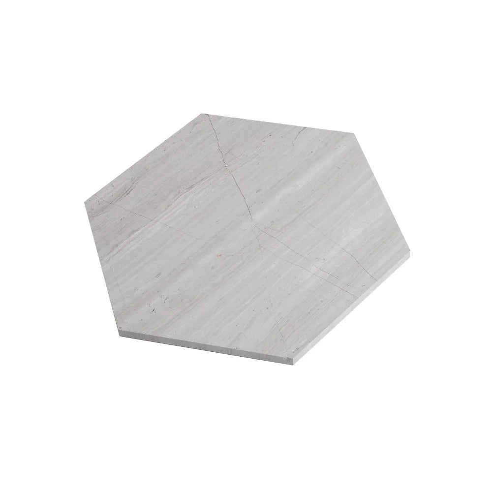 10 Inch Hexagon Wooden Beige Marble Mosaic Tile | Tile Club