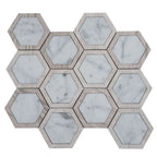 Selo Hex Carrara Marble Mosaic Tile