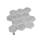 Selo Hex Wooden Beige Marble Mosaic Tile