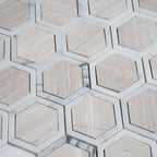 Selo Hex Wooden Beige Marble Mosaic Tile