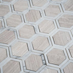 Selo Hex Wooden Beige Marble Mosaic Tile