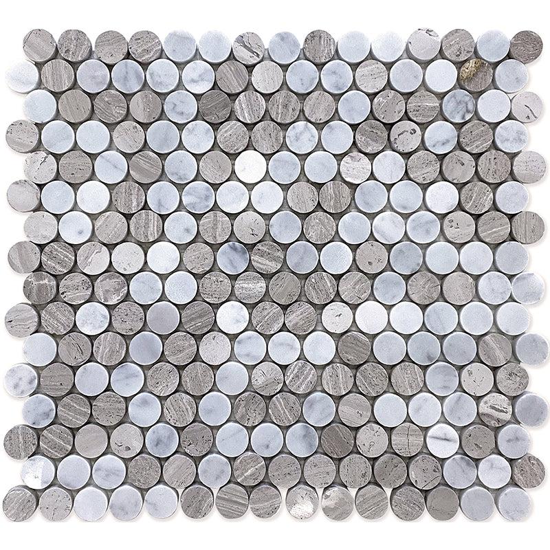 Penny Wooden Eastern White And Wooden Beige Marble Tile Sample