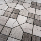 Geo Hexagon Wooden Beige Marble Mosaic Tile