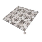 Geo Hexagon Wooden Beige Marble Mosaic Tile