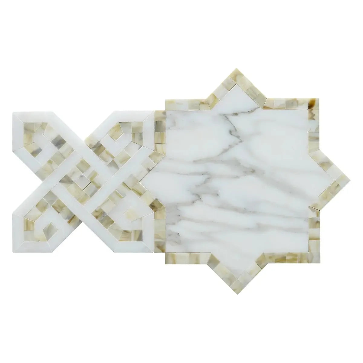 Calacatta Gold & White Marble Cross & Star Mosaic Tile