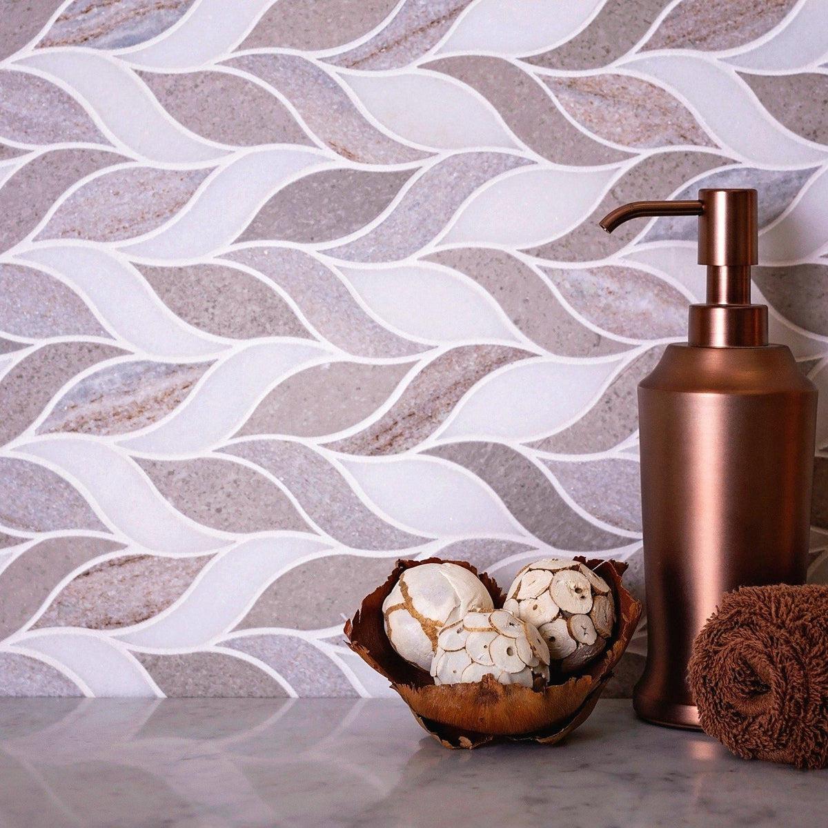 Sand Valley And Thassos Octagon Marble Mosaic Tile