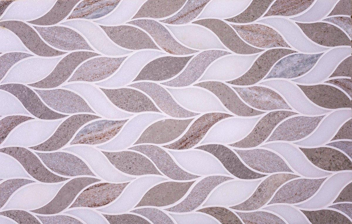 9.6" x 12.2" Sand Valley And Thassos Octagon Marble Mosaic Tile