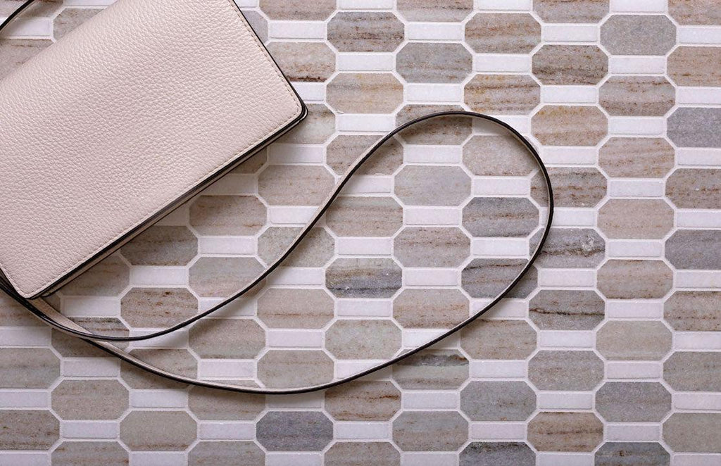 Sand Valley And Thassos Wave Marble Mosaic Tile | Tile Club