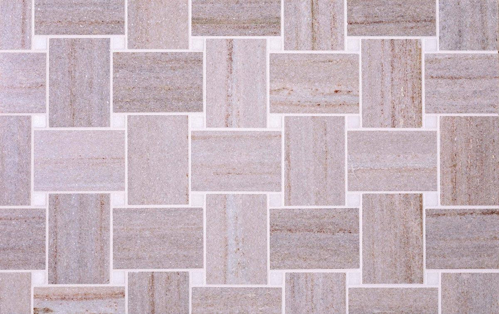 Sand Valley And Thassos Large Basket Weave Tile Floor