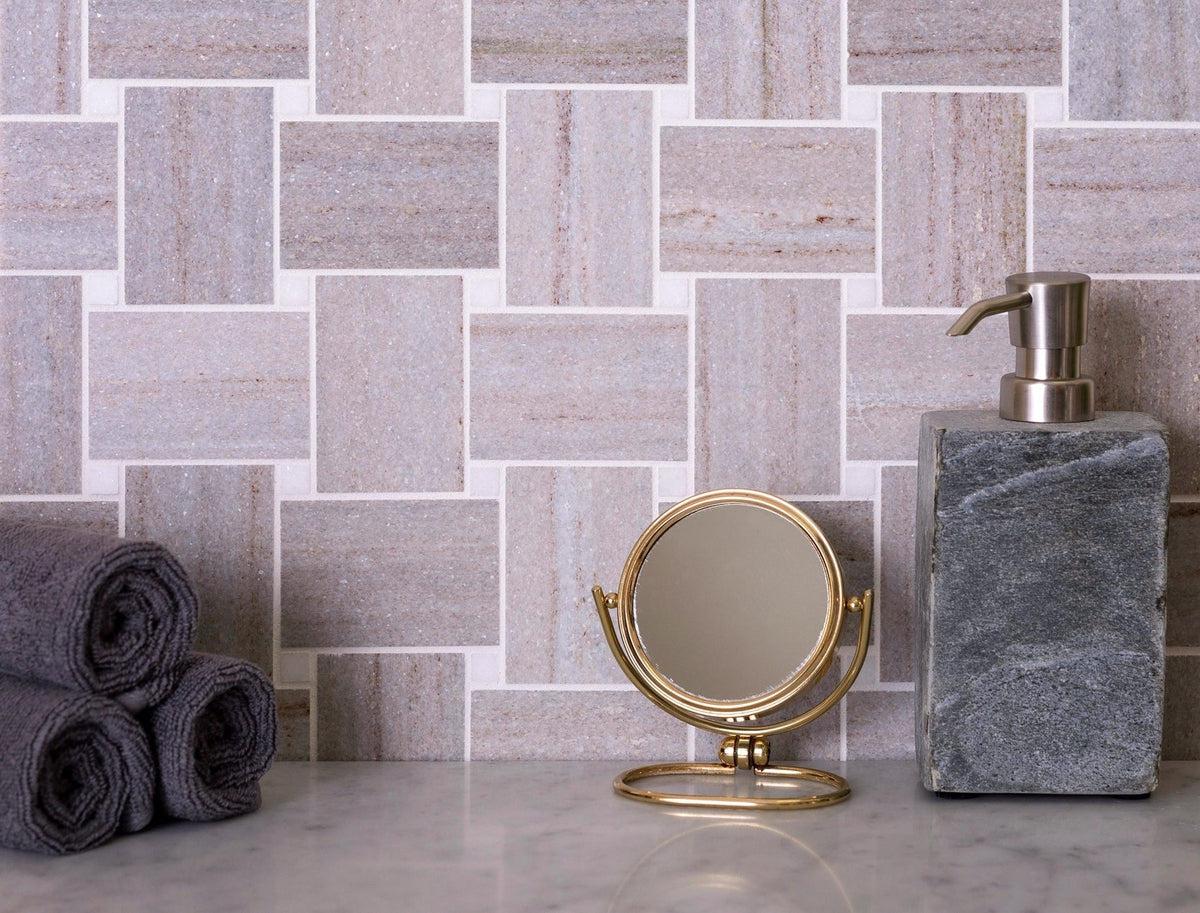 11.8" x 11.8"  Sand Valley & Thassos Large Mosaic Tiles