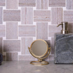 Sand Valley And Thassos Large Basket Weave Mosaic Tile