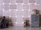 Sand Valley And Thassos Large Basket Weave Mosaic Tile
