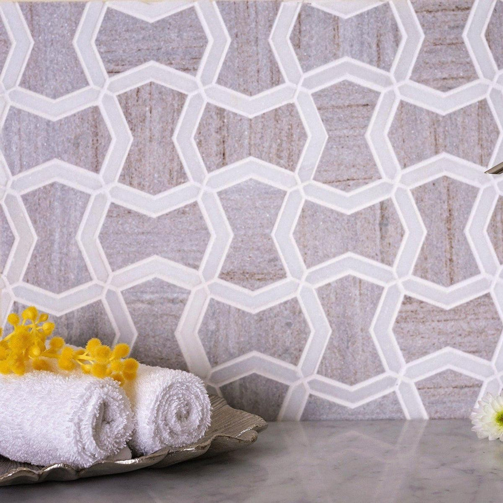 Sand Valley & Thassos Star Mosaic Tile