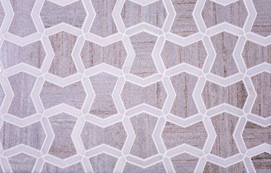 10.3" x 10.3" Sand Valley & Thassos Star Mosaic Tile