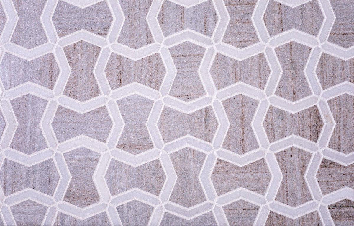 10.3" x 10.3" Sand Valley & Thassos Star Mosaic Tile