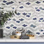 Santorini Blue Wave Marble Mosaic Tile Backsplash