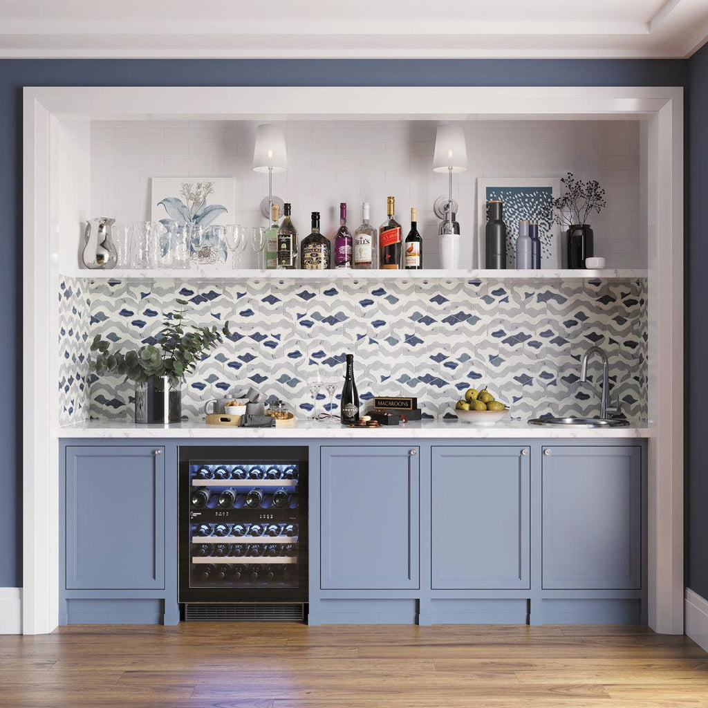 Santorini Blue Wave Marble Mosaic Tile | Tile Club