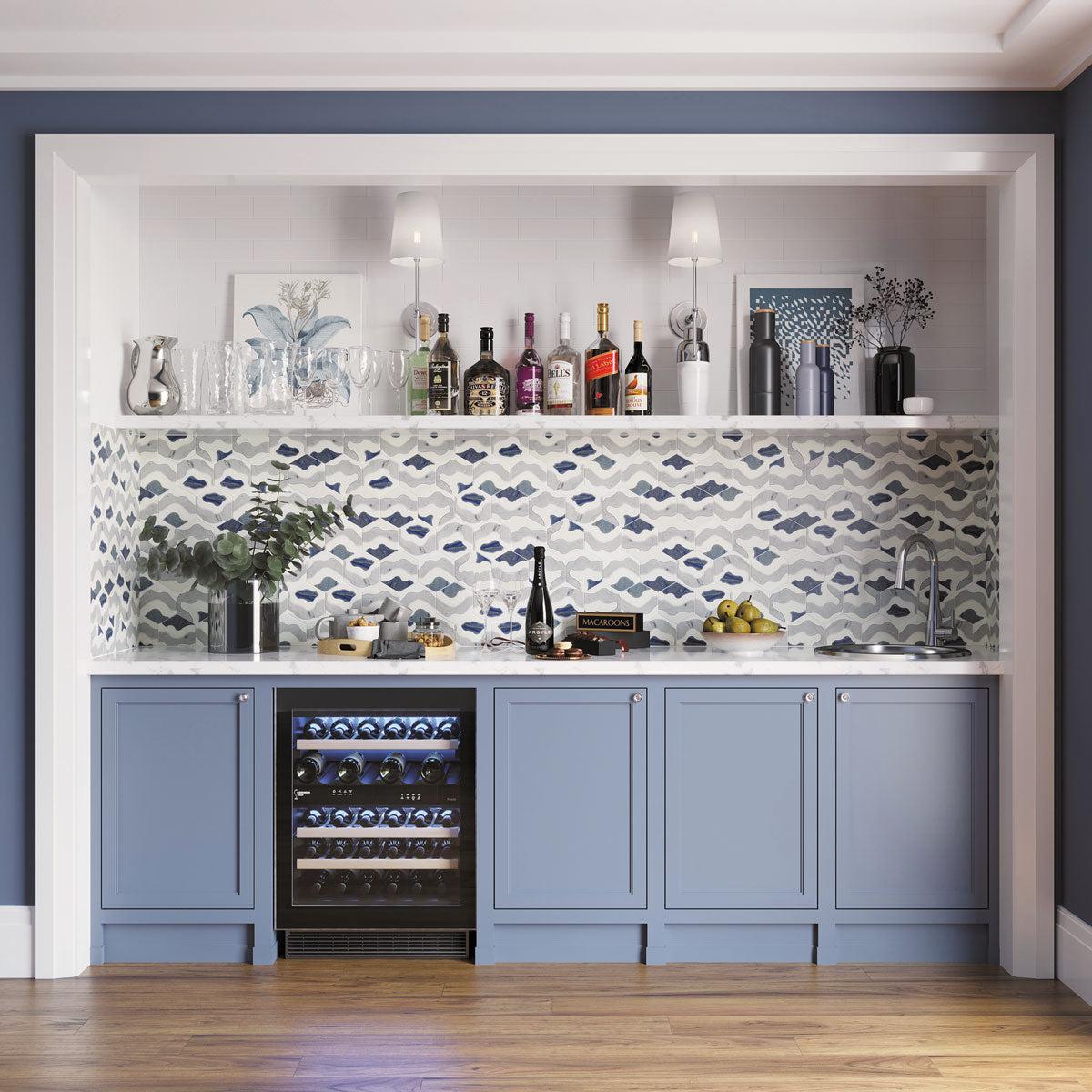 Santorini Blue Wave Marble Mosaic Tile | Tile Club