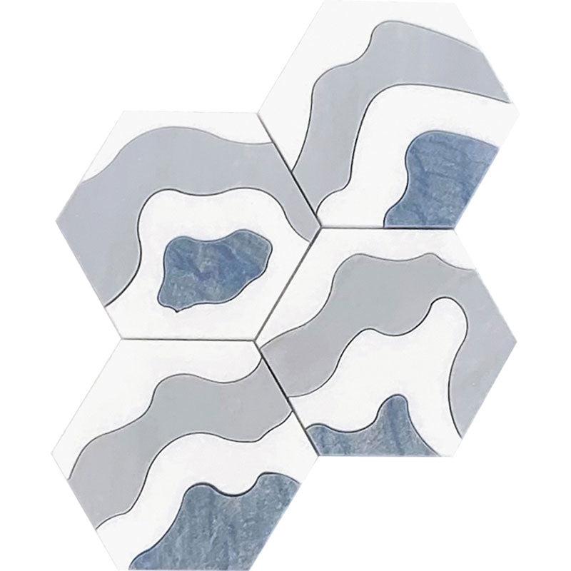 Santorini Blue Wave Marble Mosaic Tile | Tile Club