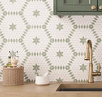 Santorini Green and White Petals marble tile for kitchen backplash