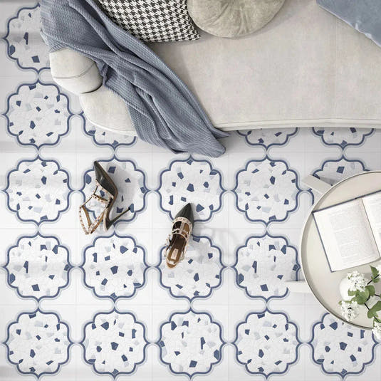Santorini Medallion Blue Marble Mosaic Tile | Tile Club