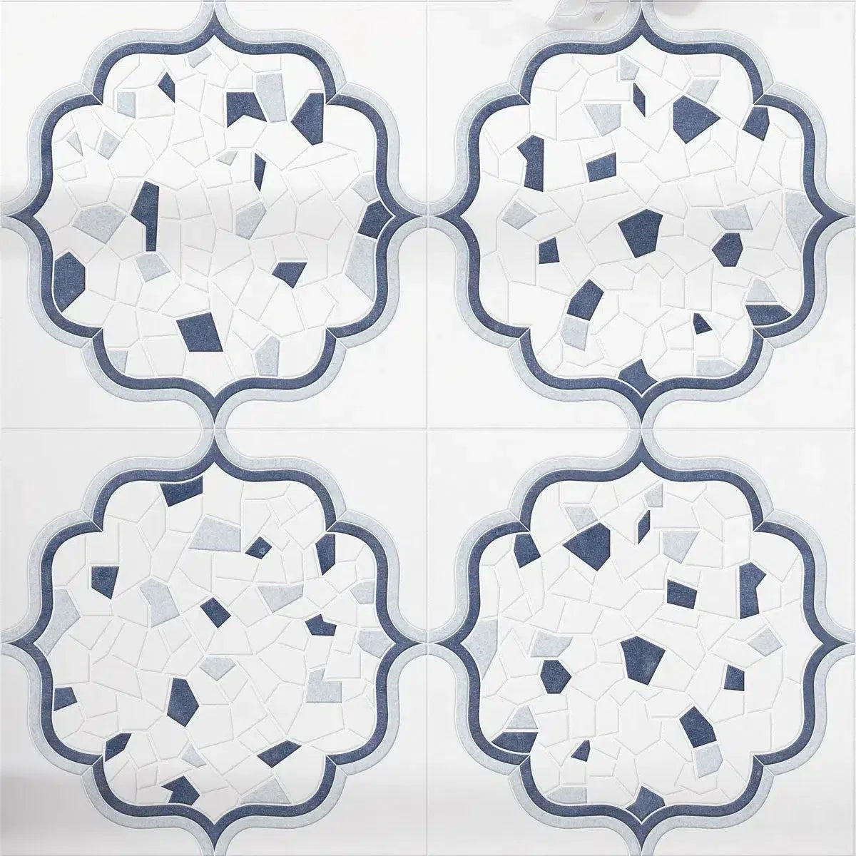 Santorini Medallion Blue Marble Mosaic Tile