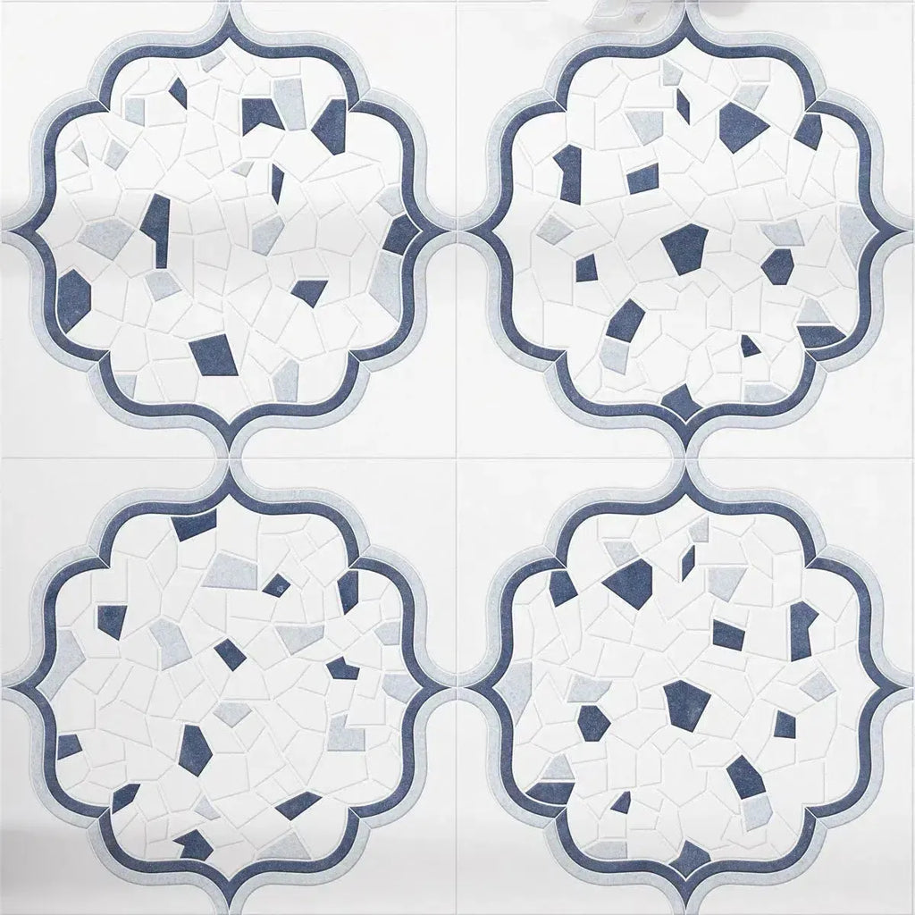 Santorini Medallion Blue Marble Mosaic Tile