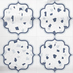 Santorini Medallion Blue Marble Mosaic Tile