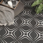 Santorini Retro Star Black and White Patterned Floor