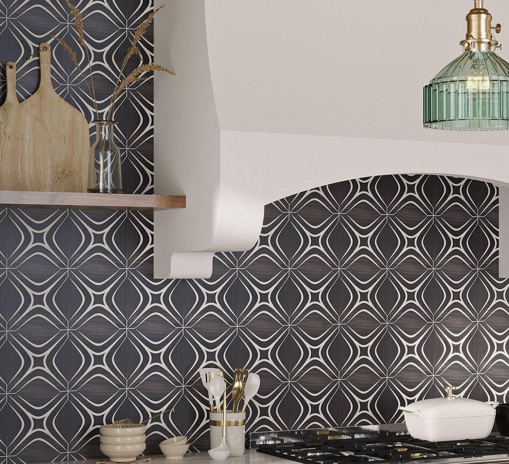 Santorini Retro Star Black Marble Mosaic Tile | Tile Club