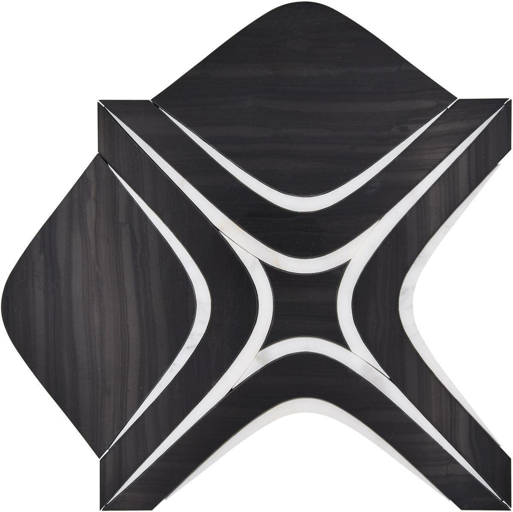Santorini Retro Star Black Marble Mosaic Tile | Tile Club
