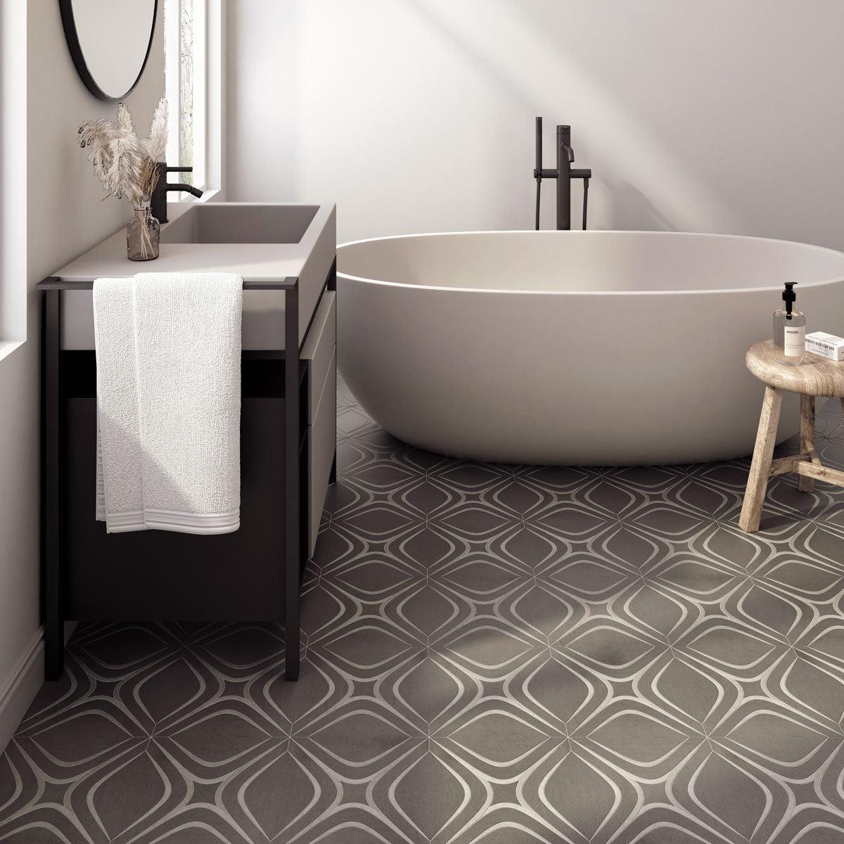 Santorini Retro Star Gray Marble Mosaic Tile | Tile Club
