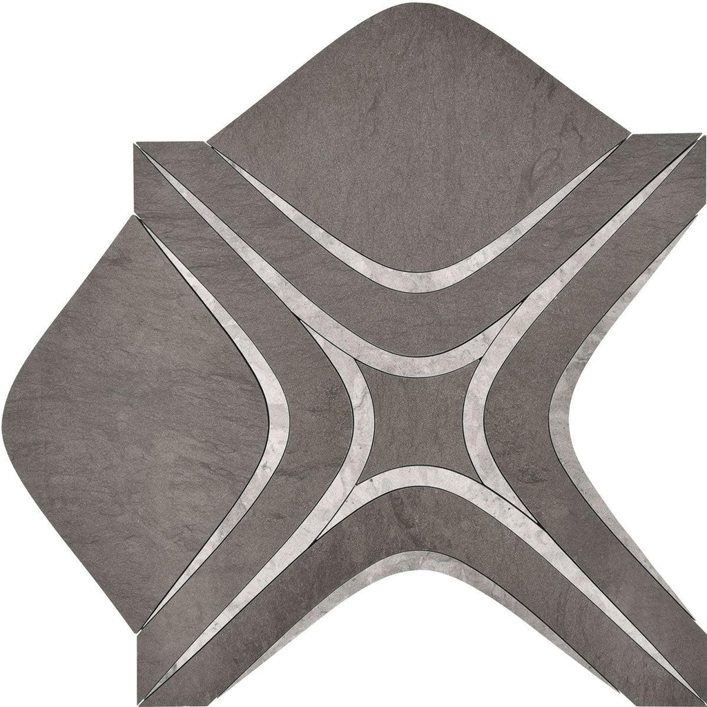 Santorini Retro Star Gray Marble Mosaic Tile | Tile Club