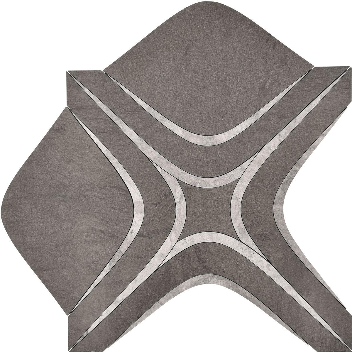Santorini Retro Star Gray Marble Mosaic Tile | Tile Club