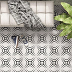 Santorini Retro Star White and Black Marble Mosaic Tile | Tile Club