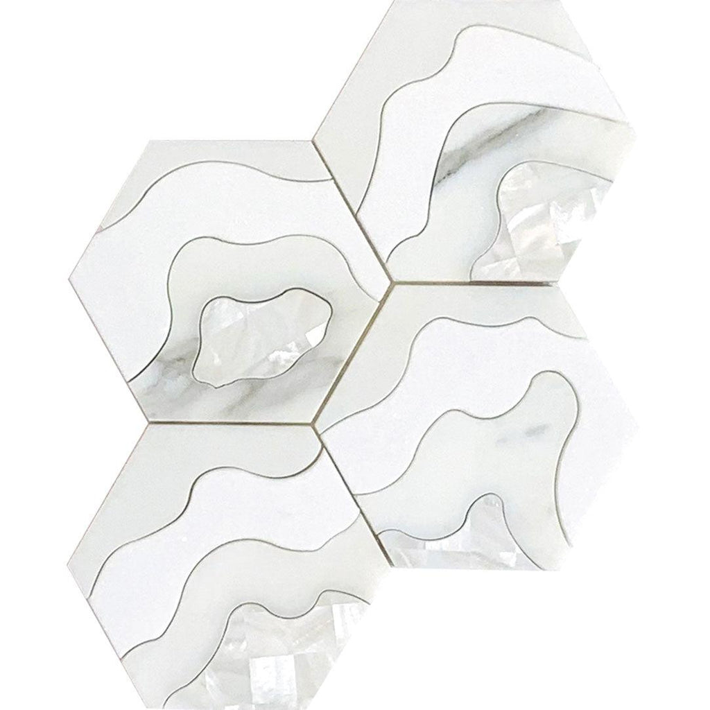 Santorini Shell Wave Marble Mosaic TIles