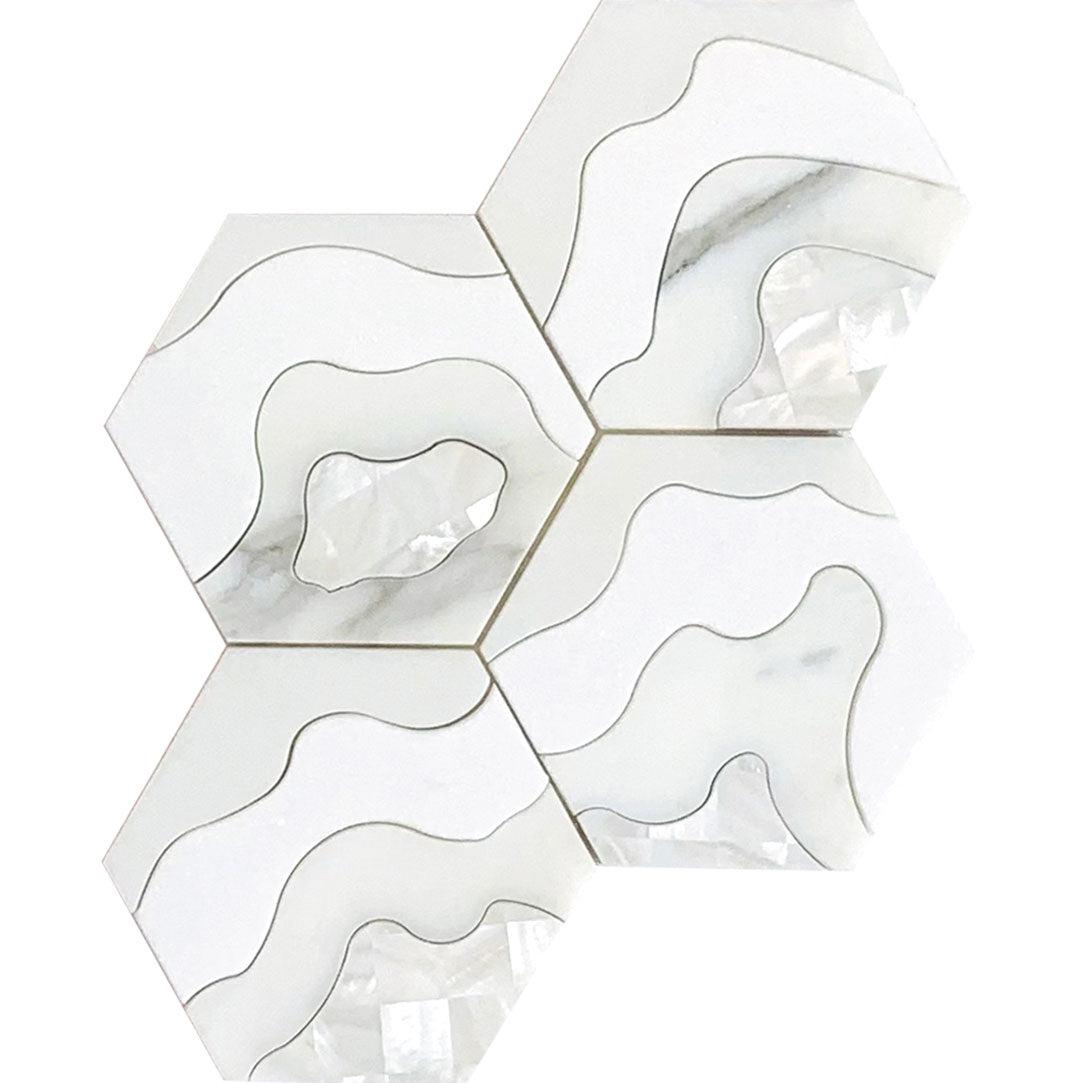 Santorini Shell Wave Marble Mosaic TIles