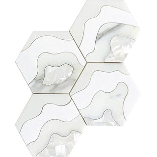 Santorini Shell Wave Marble Mosaic Tile | Tile Club
