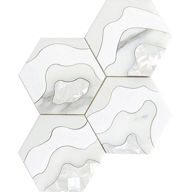 Santorini Shell Wave Marble Mosaic Tile | Tile Club