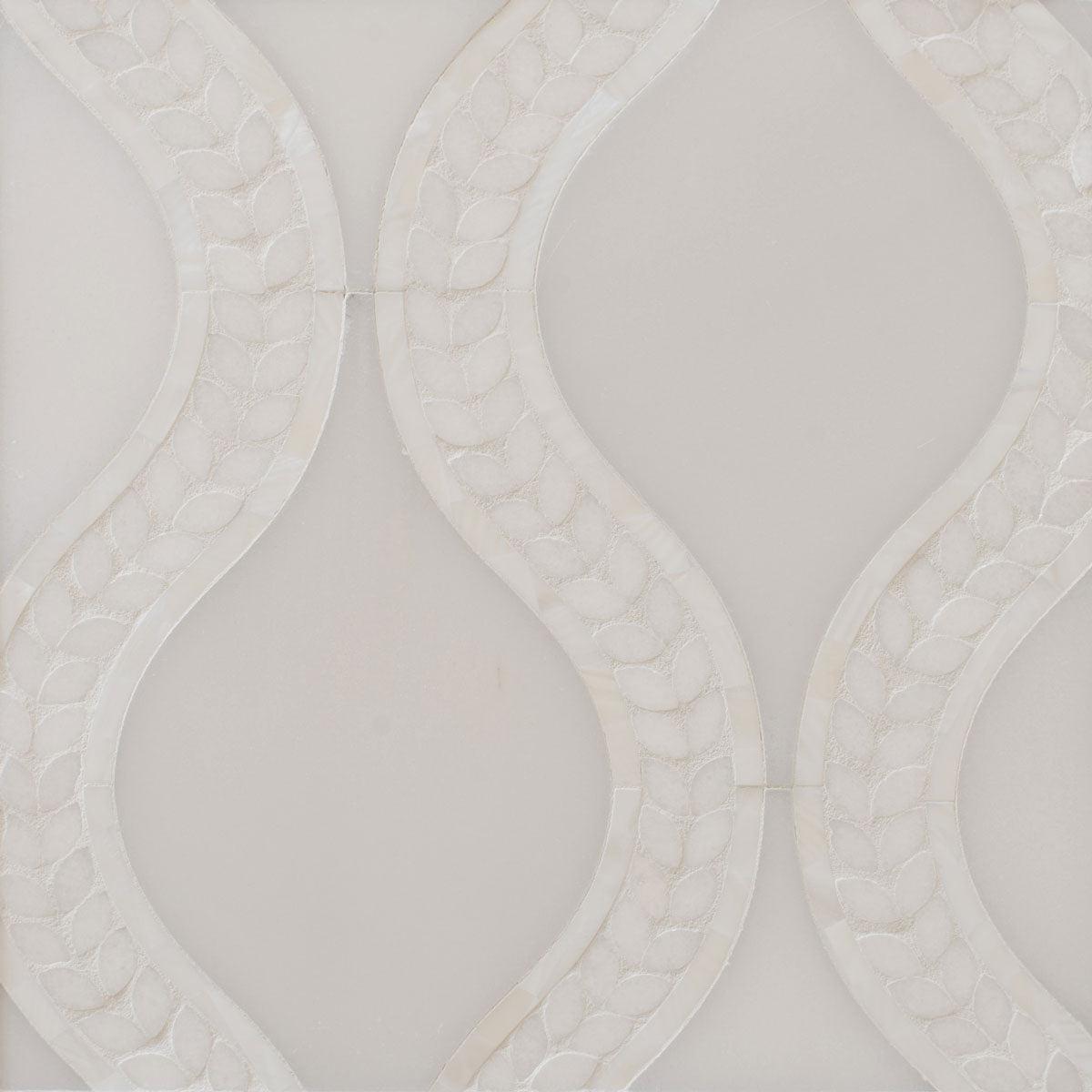 Santorini White Shell Laurel Marble Mosaic Tile