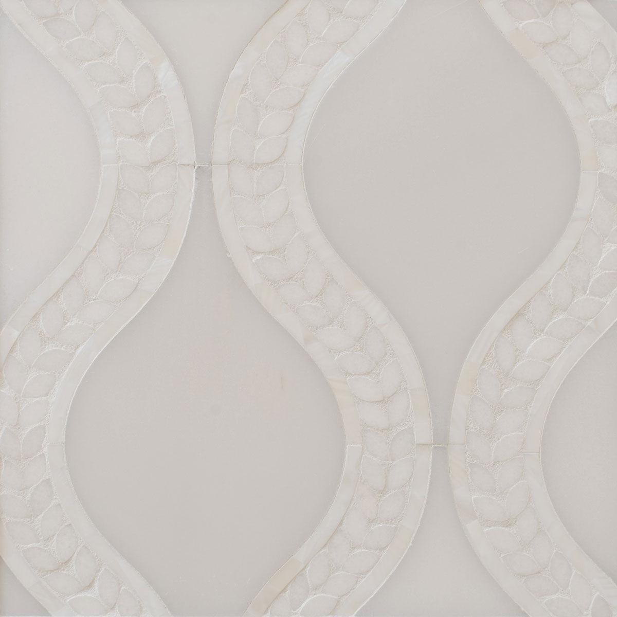 Santorini White Shell Laurel Marble Mosaic Tile | Tile Club