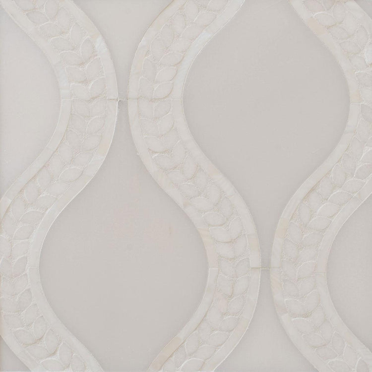 Santorini White Shell Laurel Marble Mosaic Tile | Tile Club