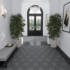 Santorini Nero Black Swirled Petals Marble Mosaic Tile | Tile Club