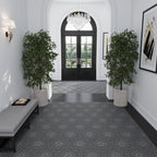 Santorini Nero Black Swirled Petals Marble Mosaic Tile | Tile Club