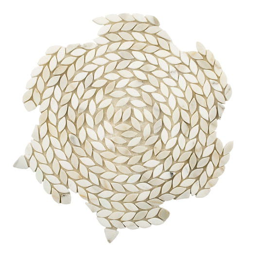 Santorini Calacatta Gold Swirled Petals Marble Mosaic Tile Sample | Tile Club